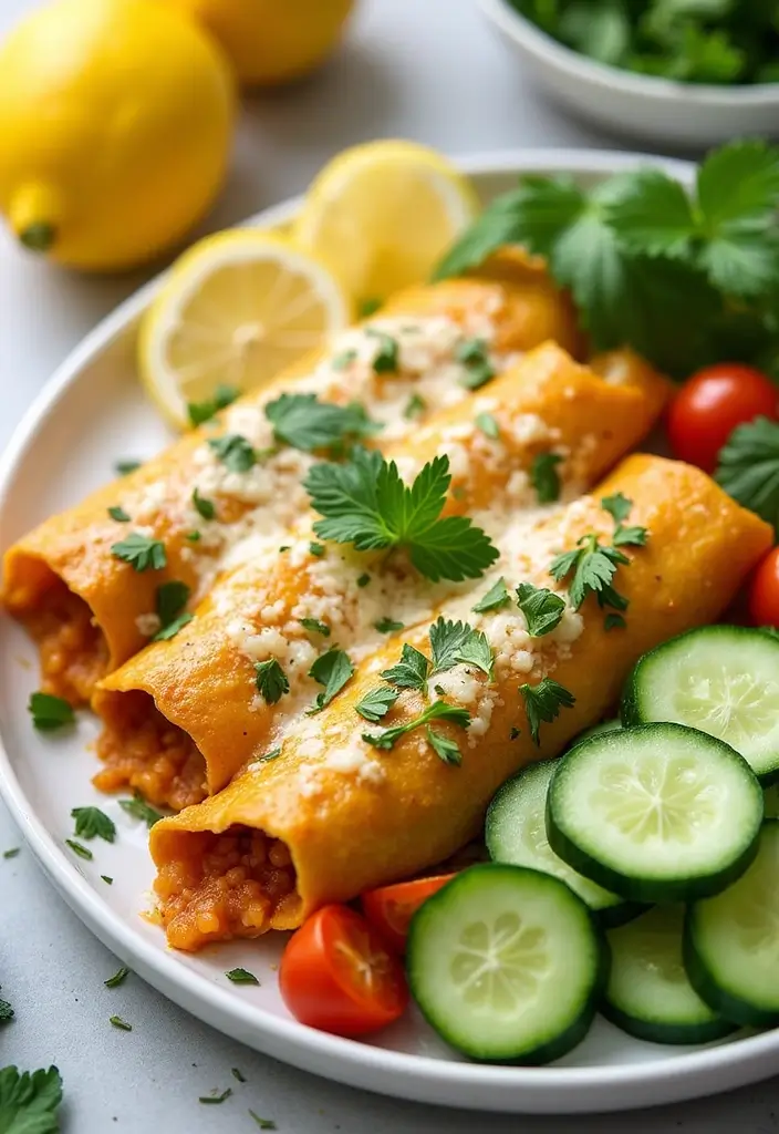 28 High Protein Chicken Enchiladas That Are Filling & Flavorful - 13. Lemon Herb Chicken Enchiladas