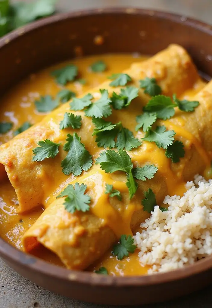 28 High Protein Chicken Enchiladas That Are Filling & Flavorful - 17. Coconut Curry Chicken Enchiladas