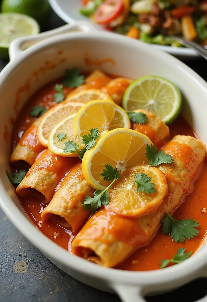 28 High Protein Chicken Enchiladas That Are Filling & Flavorful - 19. Orange Chicken Enchiladas