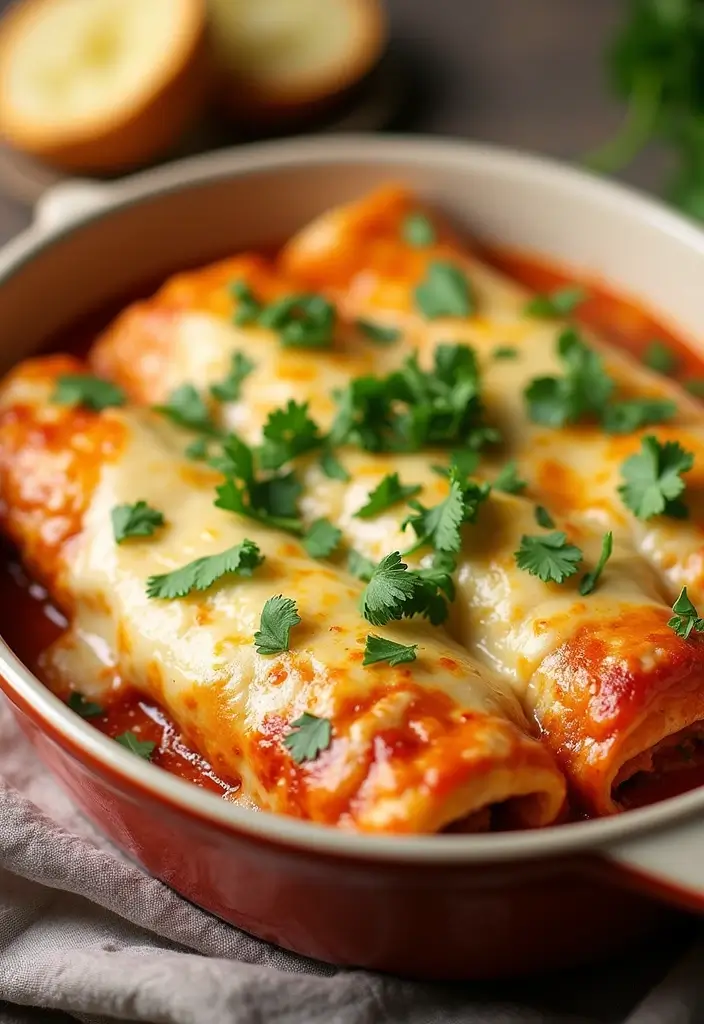 28 High Protein Chicken Enchiladas That Are Filling & Flavorful - 21. Garlic Chicken Enchiladas