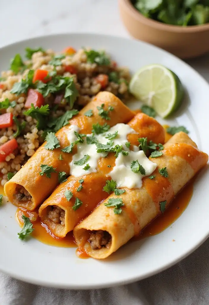 28 High Protein Chicken Enchiladas That Are Filling & Flavorful - 9. Mediterranean Chicken Enchiladas