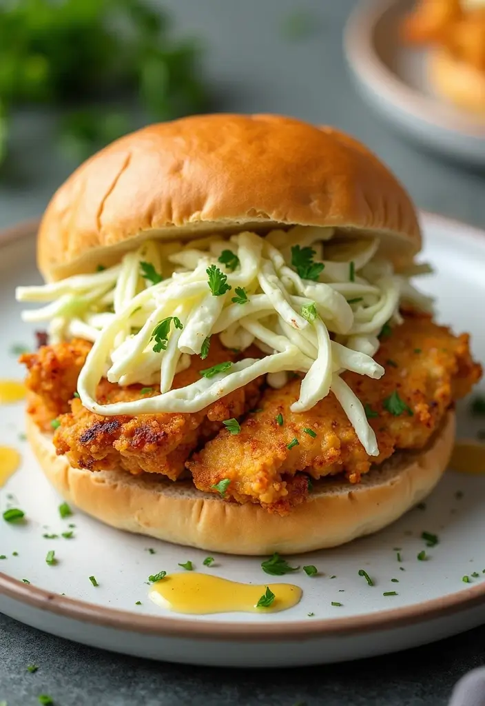 28 Honey Mustard Chicken Sandwich Recipes That Feel Caf�-Style 17 28 Honey Mustard Chicken Sandwich Recipes That Feel Caf�-Style - 16. Honey Mustard Chicken Sandwich with Creamy Coleslaw