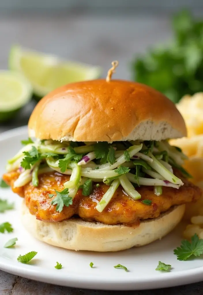 28 Honey Mustard Chicken Sandwich Recipes That Feel Caf�-Style 21 28 Honey Mustard Chicken Sandwich Recipes That Feel Caf�-Style - 20. Honey Mustard Chicken Sandwich with Cilantro-Lime Slaw