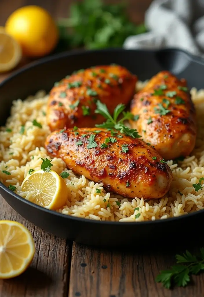 28 Quick Chicken Breast Recipes That Are Easy & Flavorful 4 28 Quick Chicken Breast Recipes That Are Easy & Flavorful - 3. One-Pan Lemon Herb Chicken and Rice
