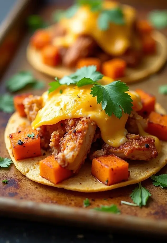 28 Sheet Pan Chicken and Sweet Potatoes Recipes That Are Fall Favorites - 28. Sweet Potato and Chicken Taco Bake
