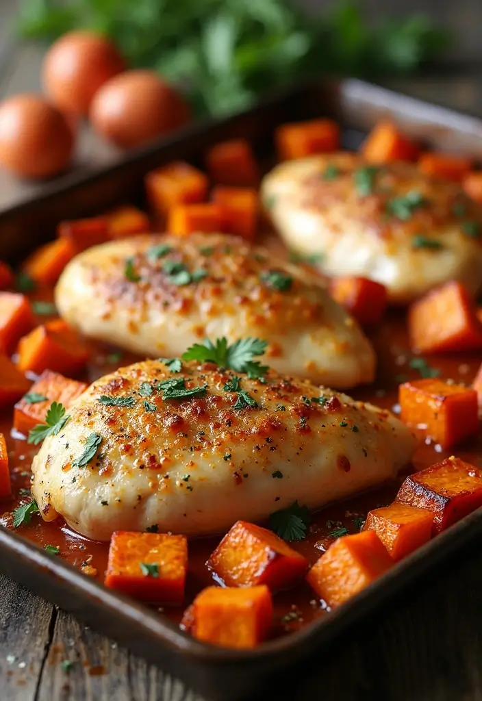 28 Sheet Pan Chicken and Sweet Potatoes Recipes That Are Fall Favorites - 9. Italian Chicken and Sweet Potato Skillet Bake