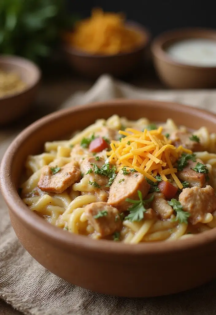 28 Shredded Chicken Pasta Recipes That Are Creamy & Comforting - 28. Creamy Chicken Chili Pasta