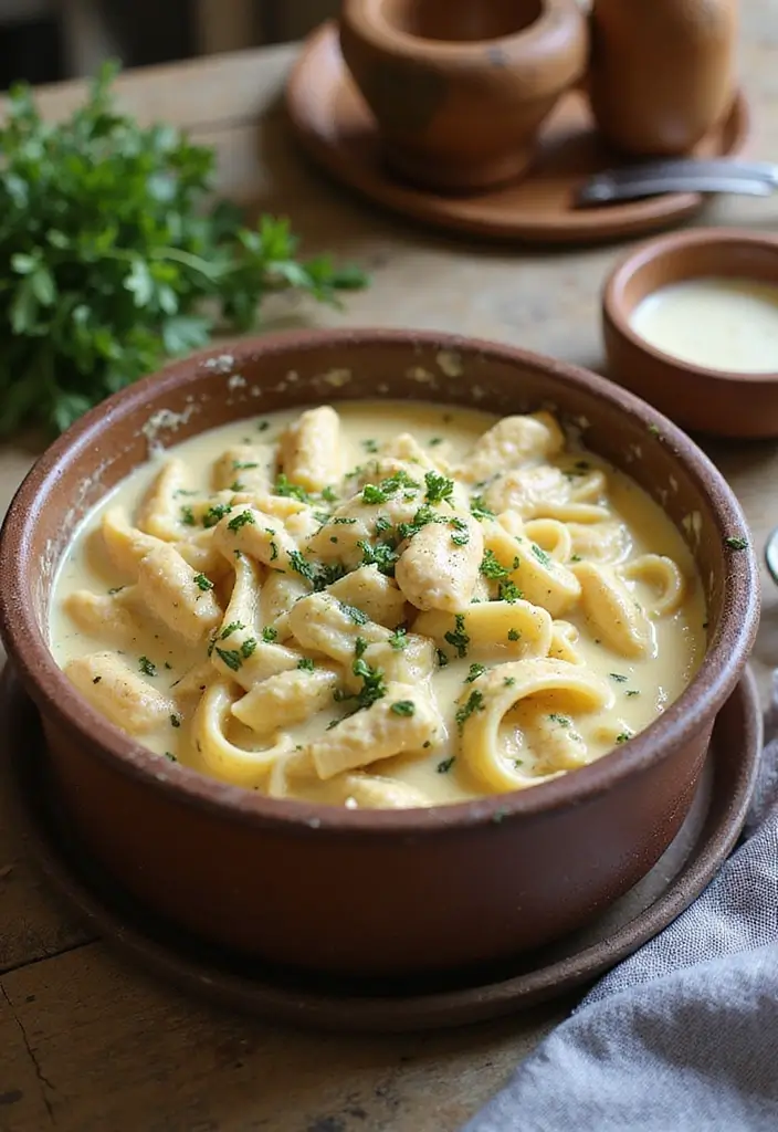 28 Shredded Chicken Pasta Recipes That Are Creamy & Comforting - 3. One-Pot Creamy Chicken Alfredo Pasta