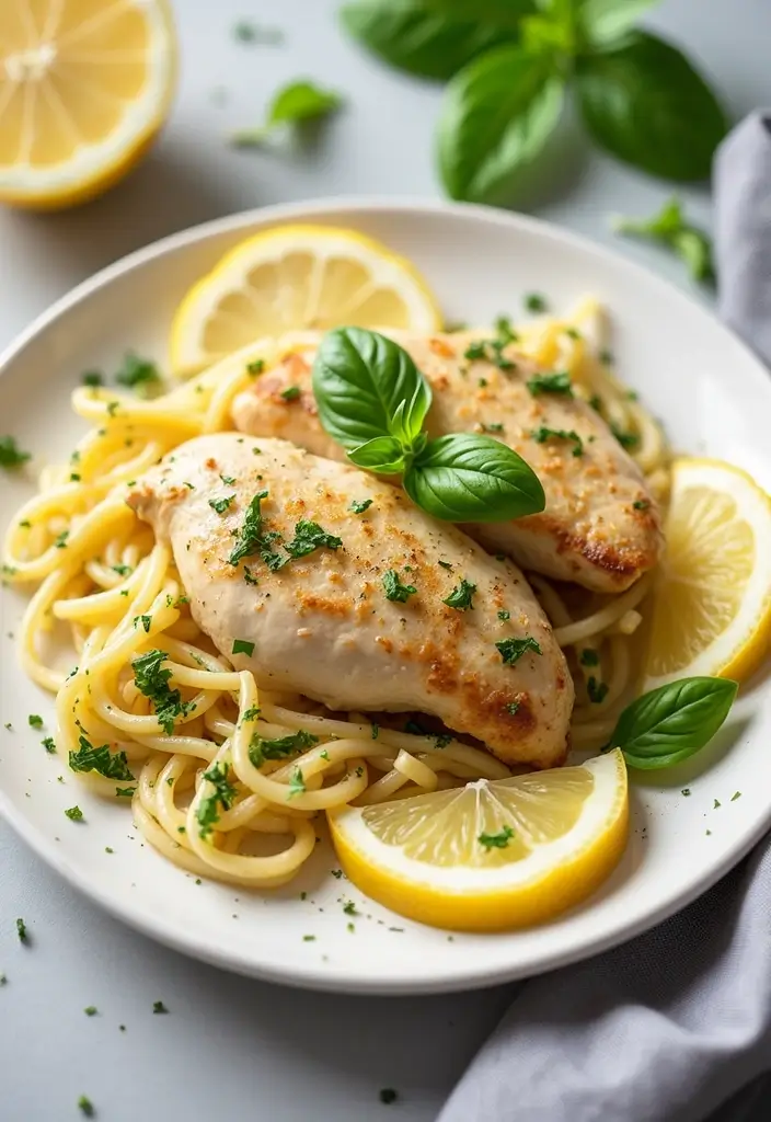 28 Shredded Chicken Pasta Recipes That Are Creamy & Comforting - 4. Lemon Basil Chicken Pasta