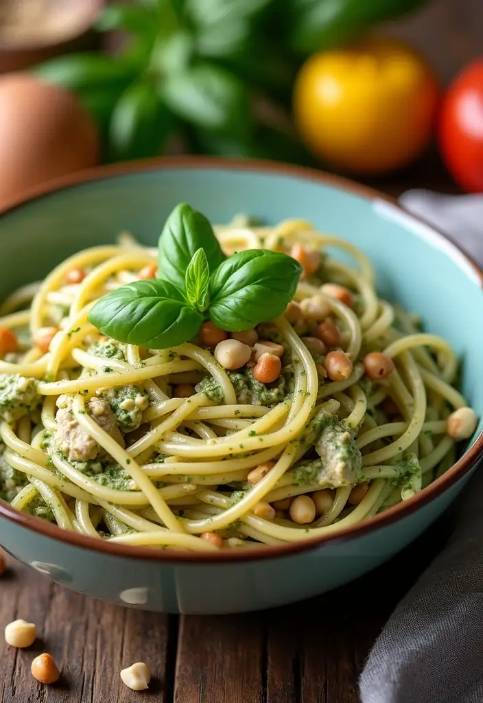 28 Shredded Chicken Pasta Recipes That Are Creamy & Comforting - 8. Creamy Pesto Chicken Pasta