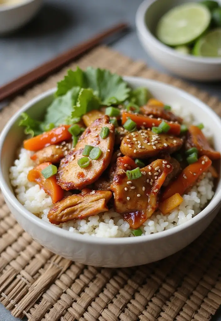 28 Shredded Chicken and Rice Recipes That Are Cozy & Quick - 1. Teriyaki Shredded Chicken and Rice Bowl