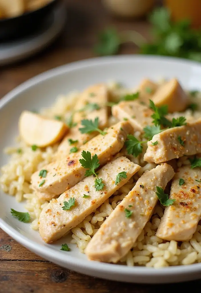 28 Shredded Chicken and Rice Recipes That Are Cozy & Quick - 8. Garlic Parmesan Shredded Chicken and Rice