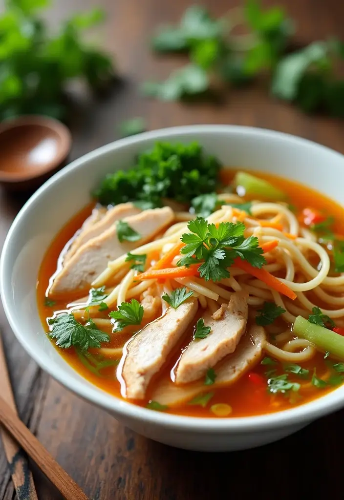 29 Asian Chicken Noodle Soup Recipes That Warm the Soul - 15. Chicken and Vegetable Noodle Soup