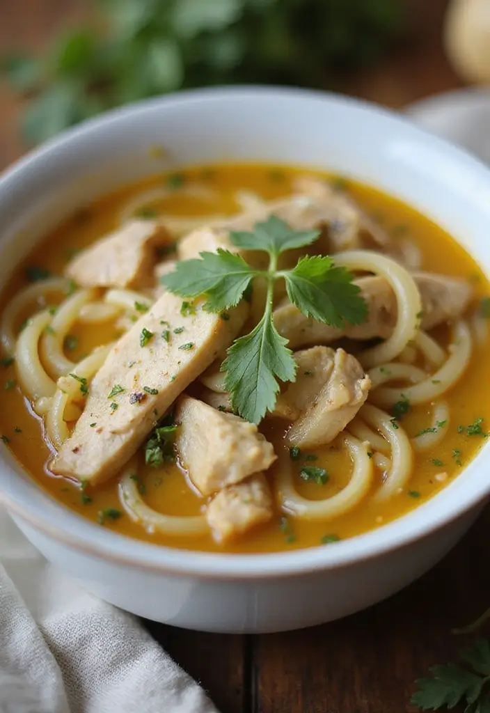 29 Asian Chicken Noodle Soup Recipes That Warm the Soul - 22. Garlic and Herb Chicken Noodle Soup