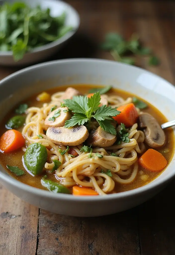 29 Asian Chicken Noodle Soup Recipes That Warm the Soul - 25. Chicken and Mushroom Noodle Soup