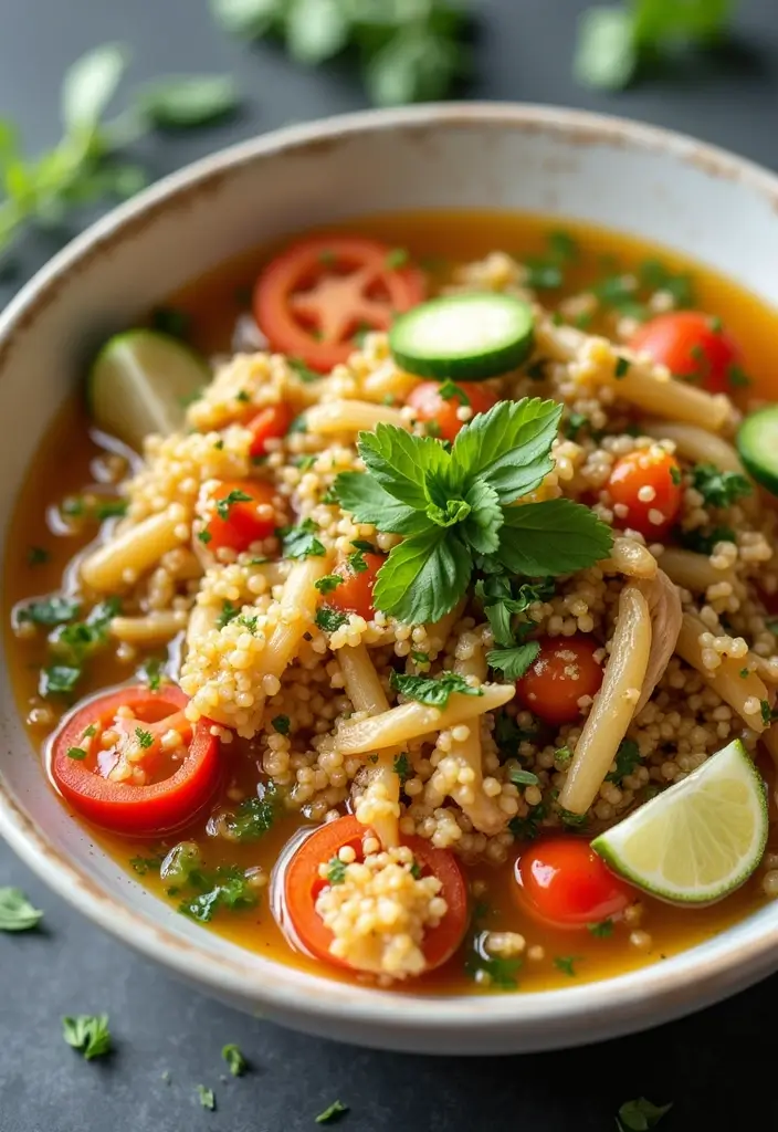 29 Asian Chicken Noodle Soup Recipes That Warm the Soul - 28. Chicken and Quinoa Noodle Soup