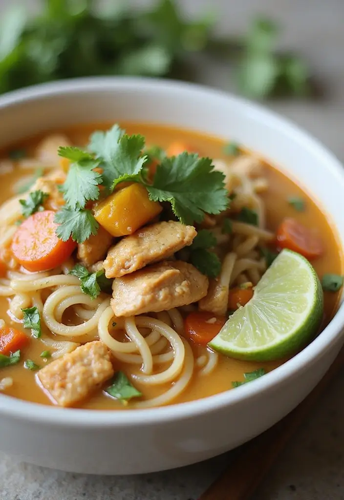 29 Asian Chicken Noodle Soup Recipes That Warm the Soul - 3. Thai Coconut Chicken Noodle Soup