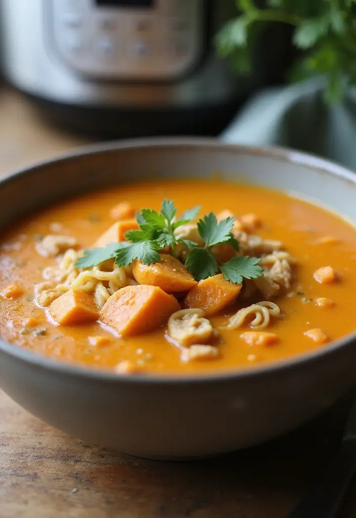 29 Chicken Noodle Soup Creamy Recipes That Warm You from Within - 11. Creamy Sweet Potato Chicken Noodle Soup