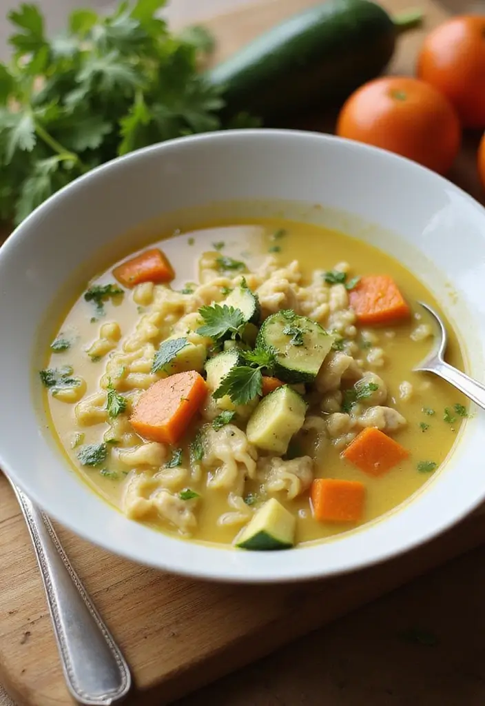 29 Chicken Noodle Soup Creamy Recipes That Warm You from Within - 13. Creamy Zucchini Chicken Noodle Soup