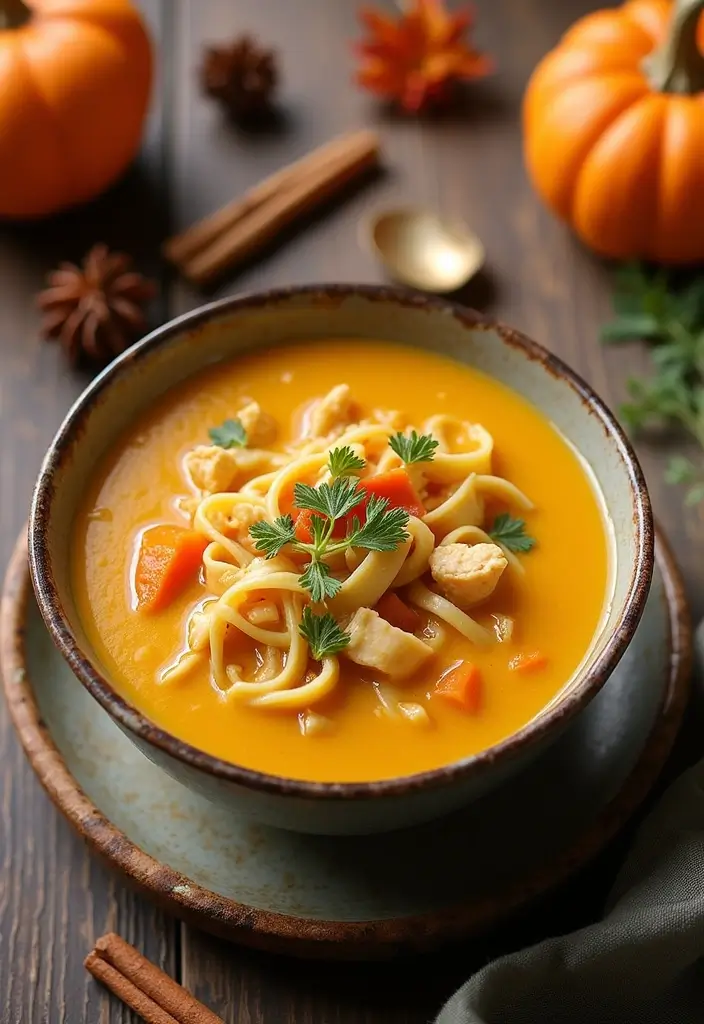 29 Chicken Noodle Soup Creamy Recipes That Warm You from Within - 19. Creamy Butternut Squash Chicken Noodle Soup