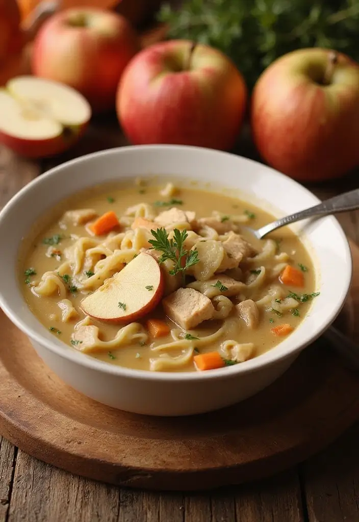 29 Chicken Noodle Soup Creamy Recipes That Warm You from Within - 22. Creamy Apple Cider Chicken Noodle Soup