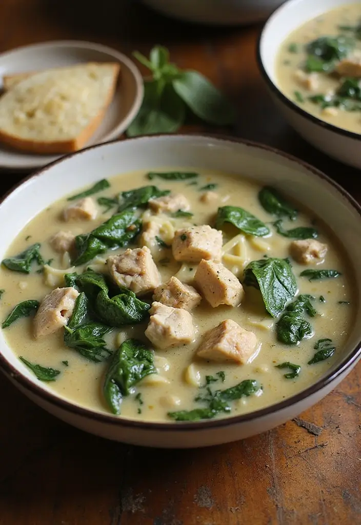 29 Chicken Noodle Soup Creamy Recipes That Warm You from Within - 3. Creamy Spinach and Chicken Noodle Soup