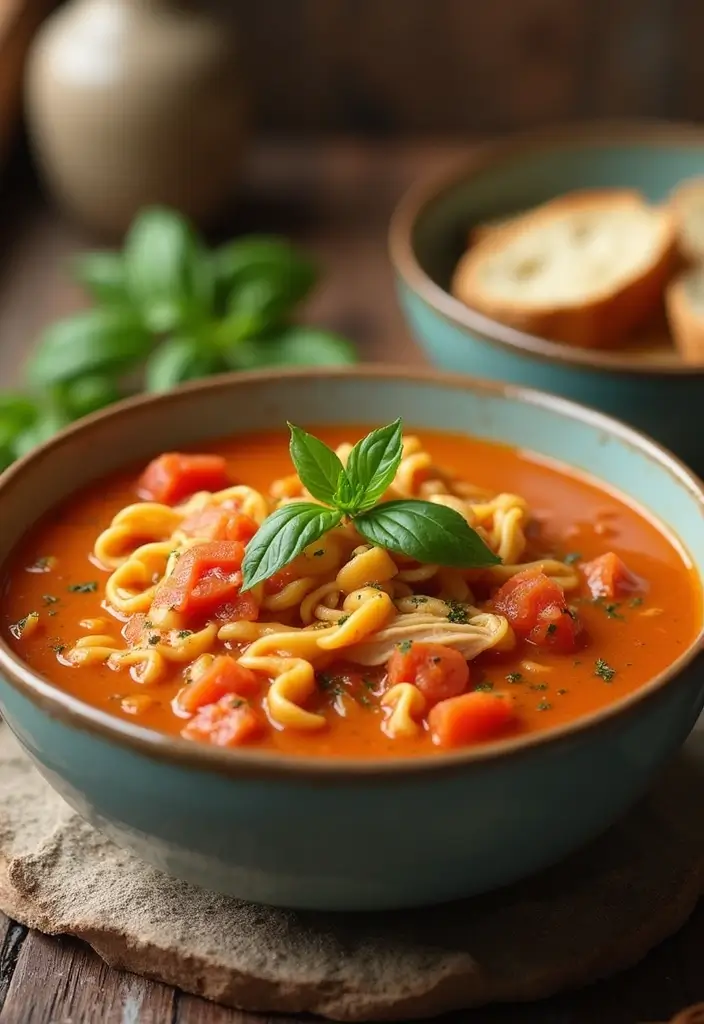 29 Chicken Noodle Soup Creamy Recipes That Warm You from Within - 9. Creamy Tomato Chicken Noodle Soup