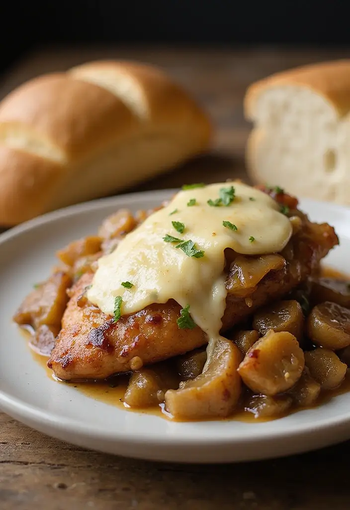 29 French Onion Chicken Crockpot Recipes That Are Easy Comfort - 1. Classic French Onion Chicken