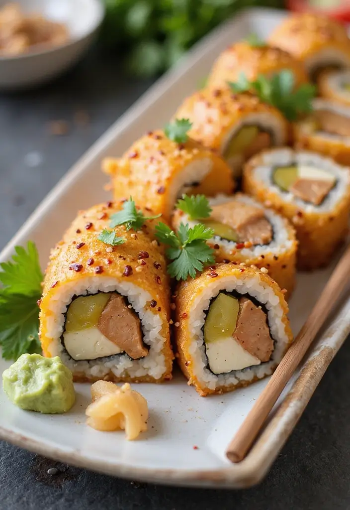 29 Salt and Pepper Chicken Recipes That Are Crispy & Addictive - 18. Salt and Pepper Chicken Sushi Rolls