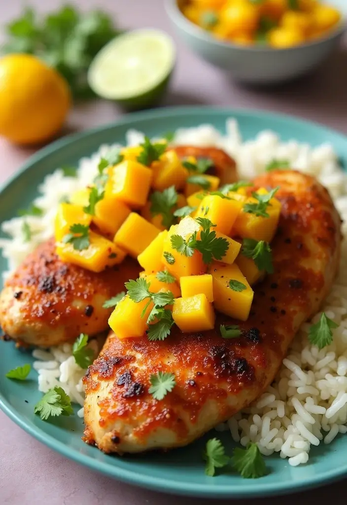 29 Salt and Pepper Chicken Recipes That Are Crispy & Addictive - 21. Salt and Pepper Chicken with Mango Salsa