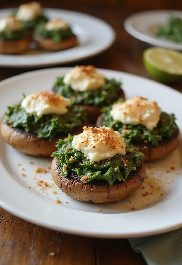 29 Sides for Roasted Chicken That Add Warm Flavor - 15. Spinach and Feta Stuffed Portobello Mushrooms