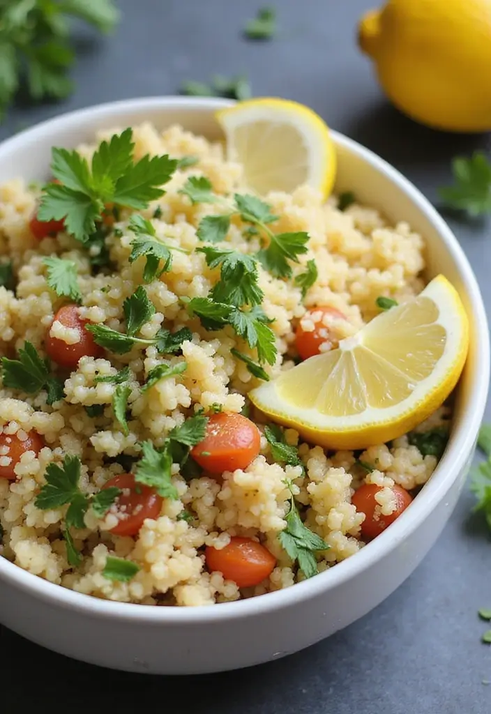 29 Sides for Roasted Chicken That Add Warm Flavor - 17. Couscous Salad with Lemon and Herbs