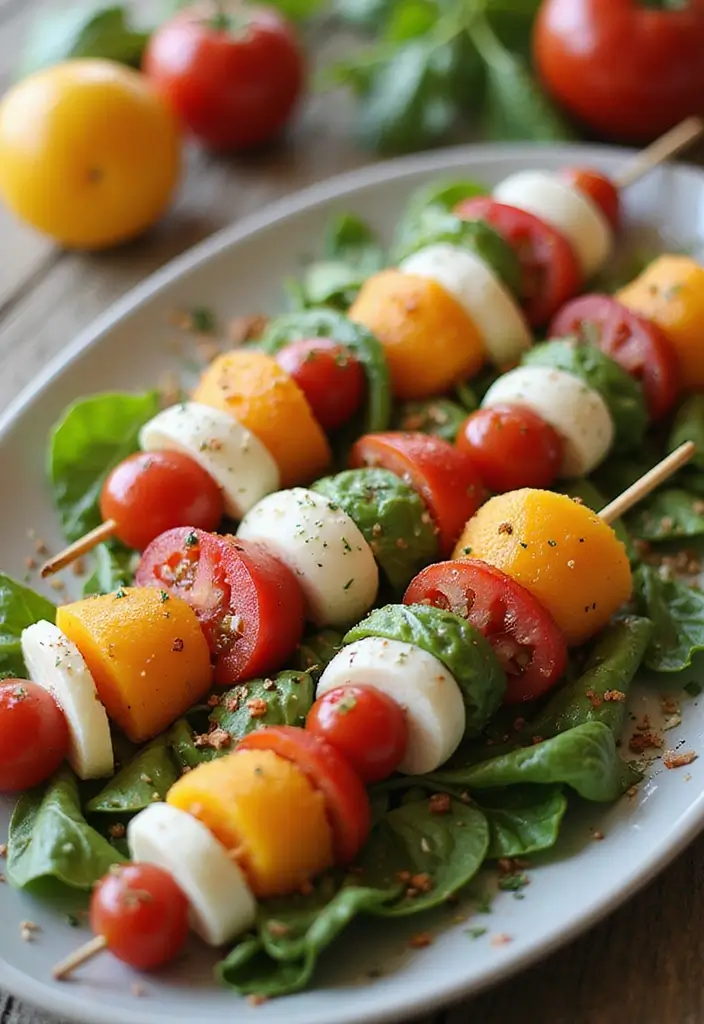29 Sides for Roasted Chicken That Add Warm Flavor - 20. Caprese Salad Skewers