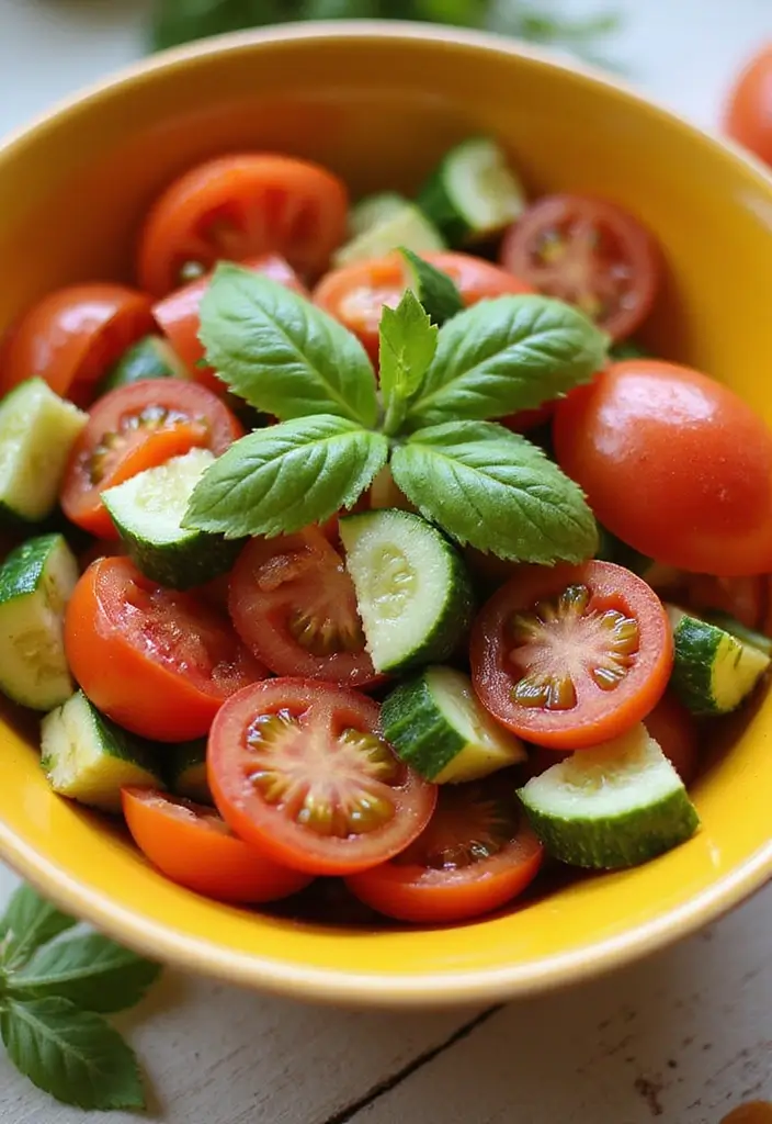 29 Sides for Roasted Chicken That Add Warm Flavor - 22. Tomato and Cucumber Salad