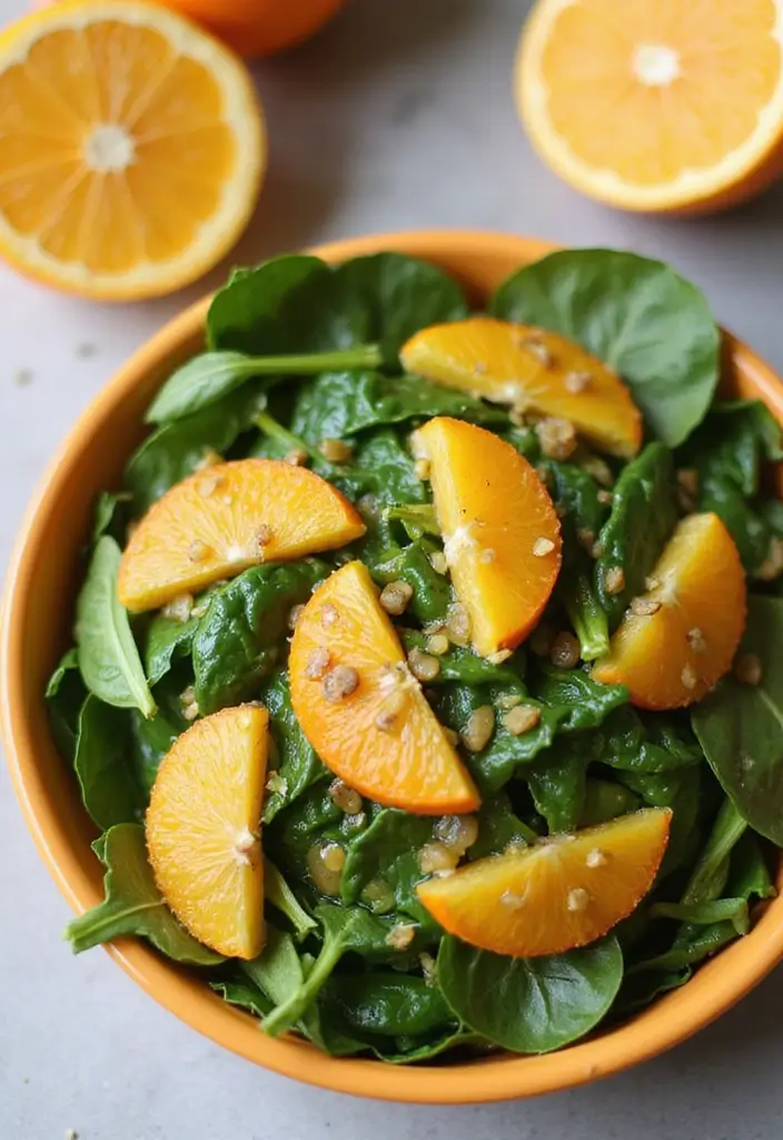 29 Sides for Roasted Chicken That Add Warm Flavor - 25. Spinach Salad with Orange Vinaigrette