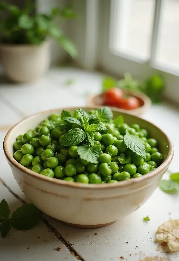 29 Sides for Roasted Chicken That Add Warm Flavor - 27. Pea and Mint Salad