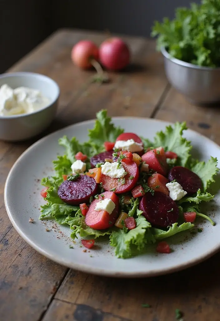 29 Sides for Roasted Chicken That Add Warm Flavor - 29. Beet and Goat Cheese Salad