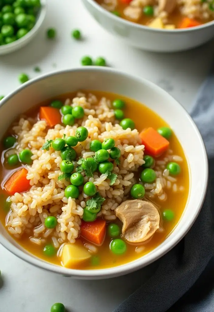 29 Wild Rice and Chicken Soup Recipes That Are Creamy & Hearty - 12. Wild Rice and Chicken Soup with Peas