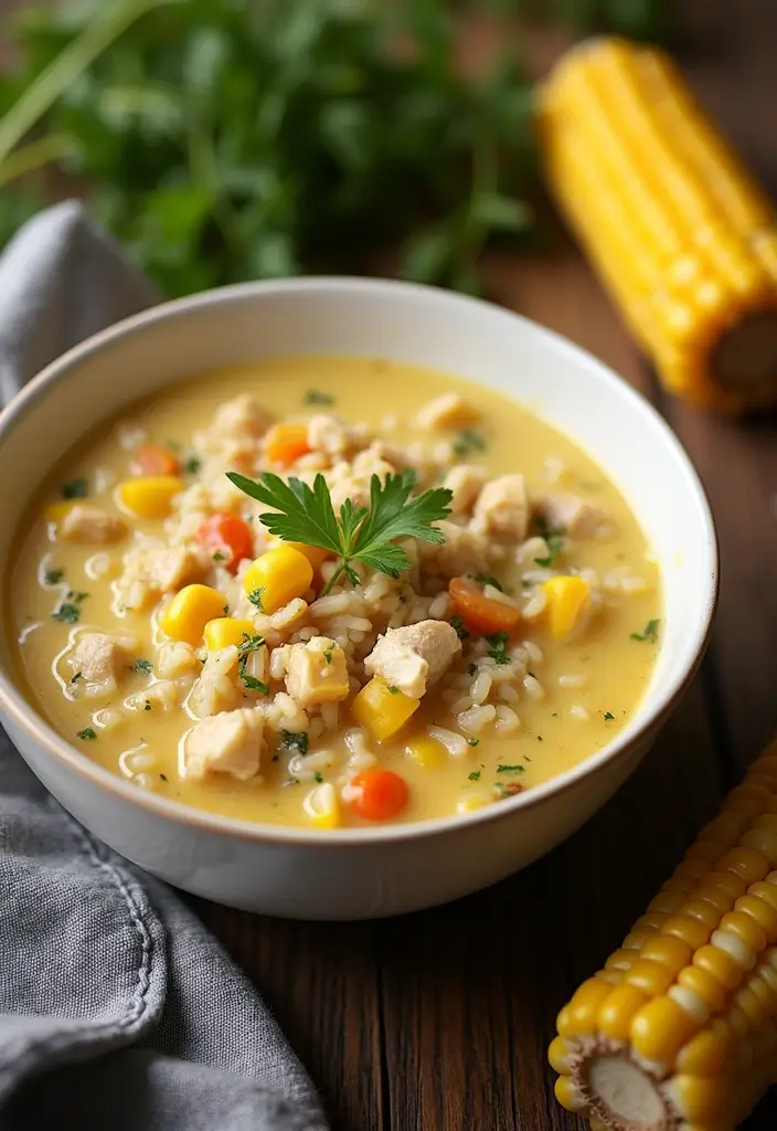 29 Wild Rice and Chicken Soup Recipes That Are Creamy & Hearty - 17. Wild Rice and Chicken Soup with Creamed Corn