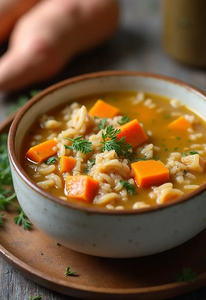 29 Wild Rice and Chicken Soup Recipes That Are Creamy & Hearty - 18. Wild Rice and Chicken Soup with Sweet Potatoes