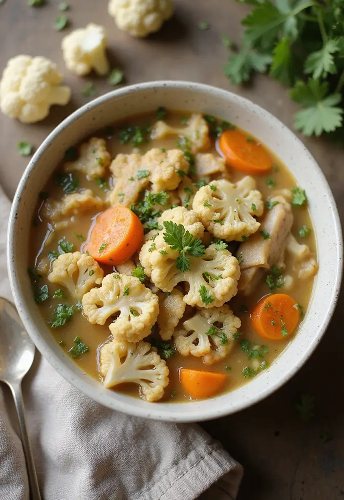 29 Wild Rice and Chicken Soup Recipes That Are Creamy & Hearty - 20. Wild Rice and Chicken Soup with Cauliflower