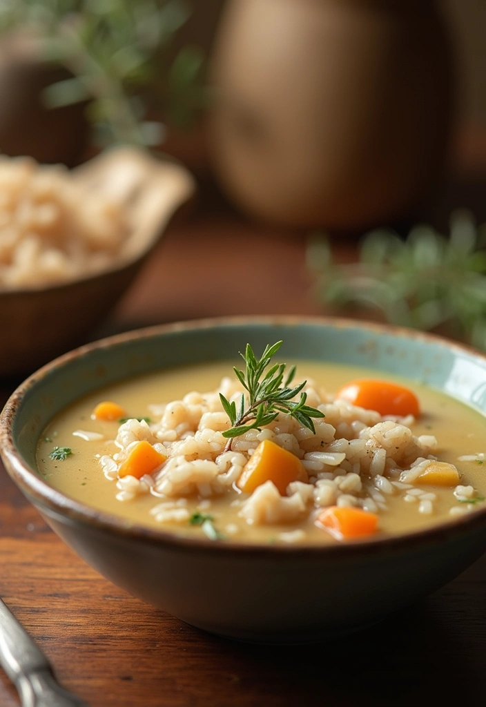 29 Wild Rice and Chicken Soup Recipes That Are Creamy & Hearty - 24. Wild Rice and Chicken Soup with Thyme