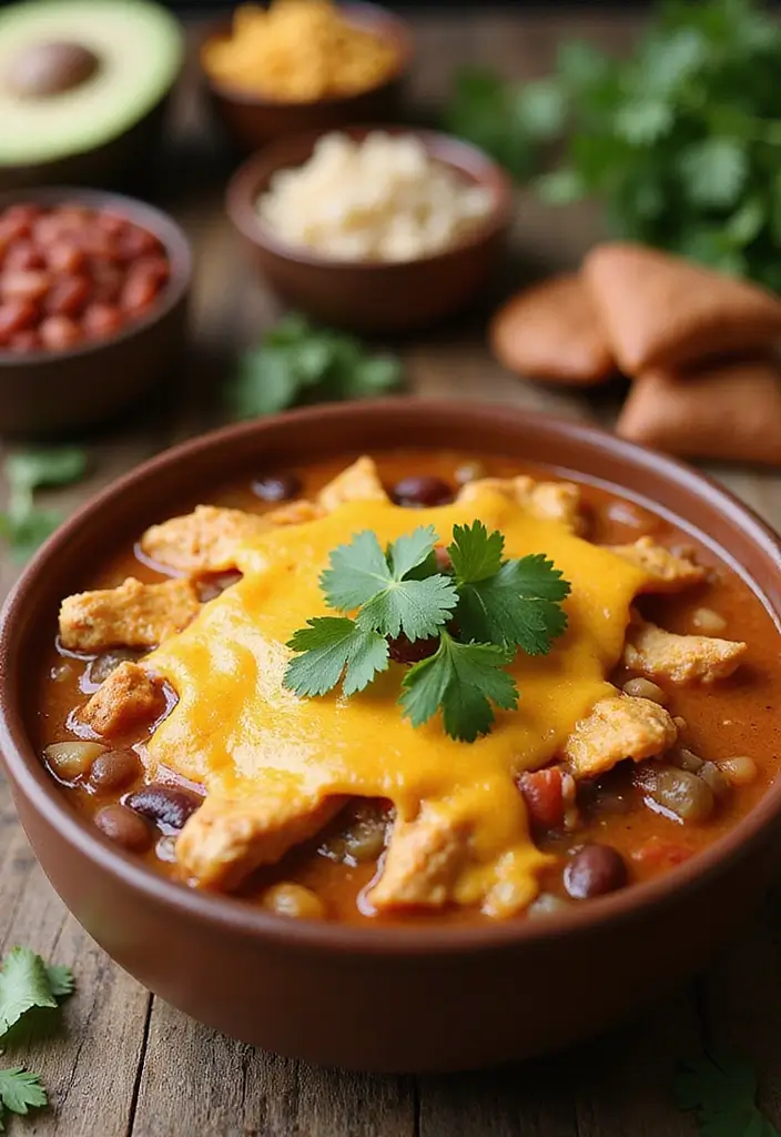 30 Cheesy Chicken Enchilada Soup Recipes That Are Creamy & Spicy - 13. Cheesy Chicken Enchilada Soup with Beans