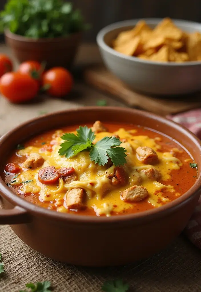 30 Cheesy Chicken Enchilada Soup Recipes That Are Creamy & Spicy - 18. Cheesy Chicken Enchilada Soup with Fire-Roasted Tomatoes