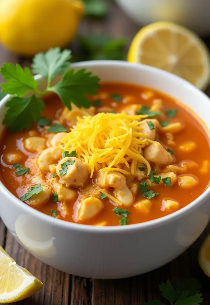 30 Cheesy Chicken Enchilada Soup Recipes That Are Creamy & Spicy - 25. Cheesy Chicken Enchilada Soup with Lemon