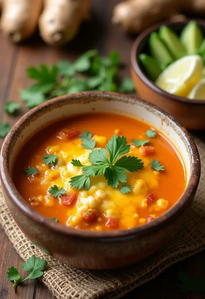 30 Cheesy Chicken Enchilada Soup Recipes That Are Creamy & Spicy - 27. Cheesy Chicken Enchilada Soup with Ginger