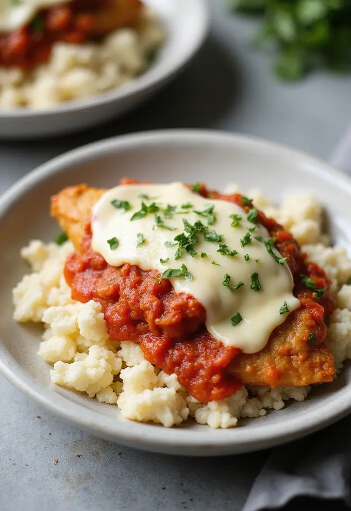 30 Chicken Parm Crockpot Recipes That Are Saucy & Melty - 17. Chicken Parm with Cauliflower Rice