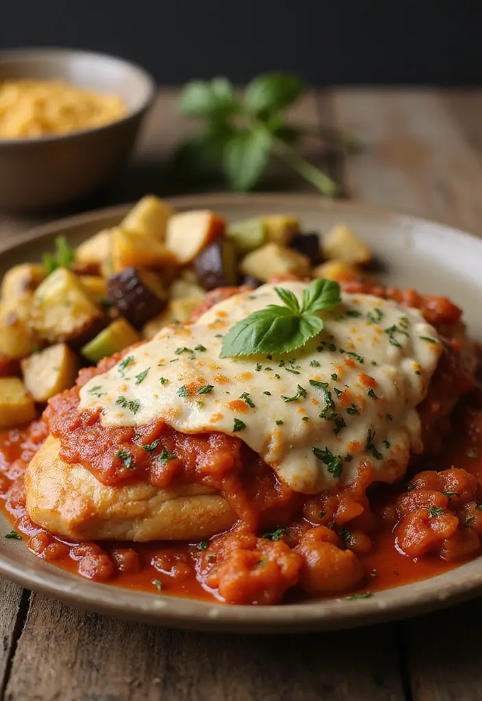 30 Chicken Parm Crockpot Recipes That Are Saucy & Melty - 22. Chicken Parm with Roasted Vegetables