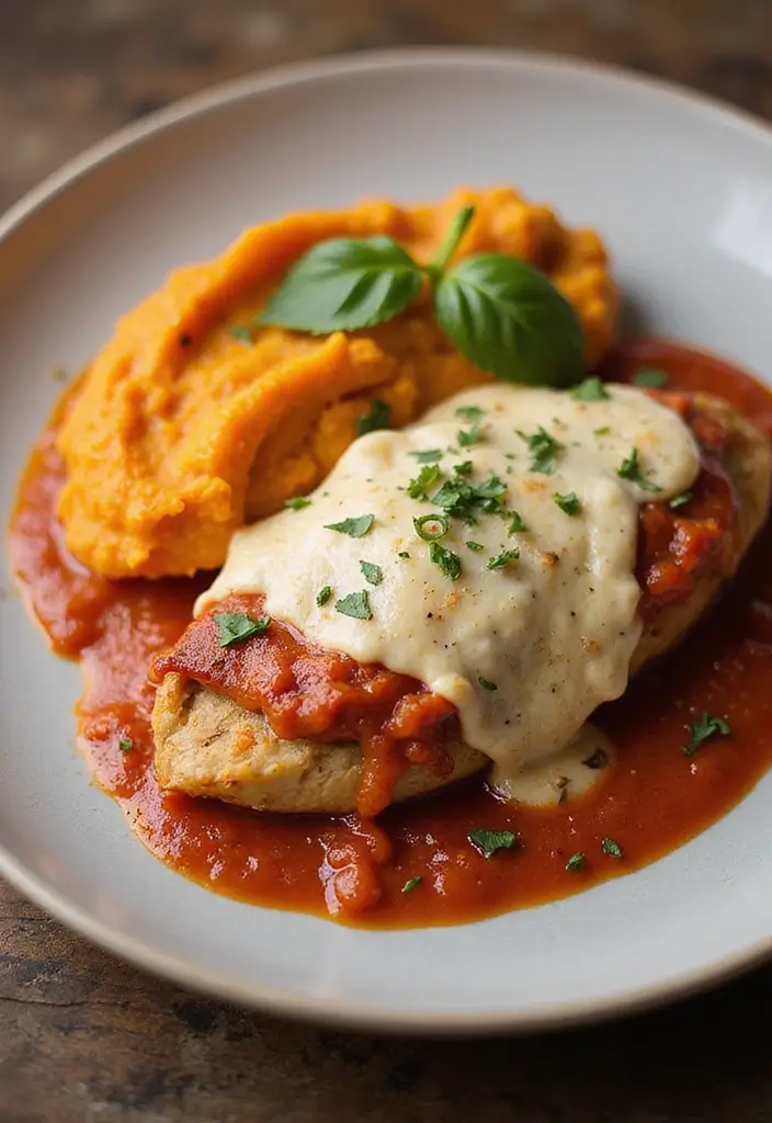 30 Chicken Parm Crockpot Recipes That Are Saucy & Melty - 23. Chicken Parm with Sweet Potato Mash