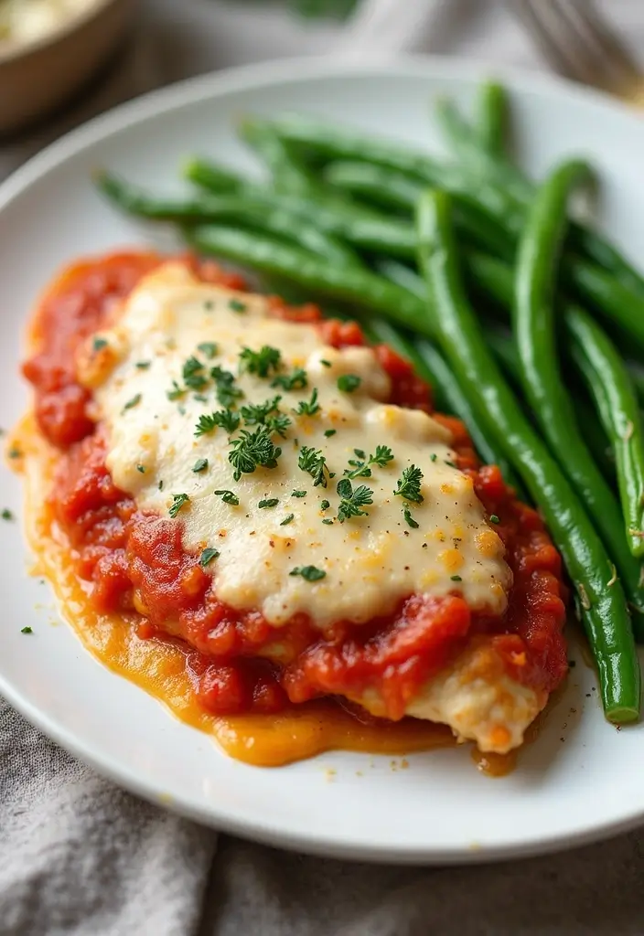 30 Chicken Parm Crockpot Recipes That Are Saucy & Melty - 25. Chicken Parm with Green Beans